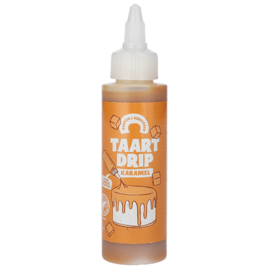 Foto van Bakken & Versieren Drip karamel op witte achtergrond
