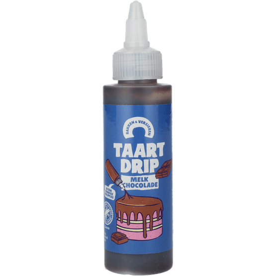 Foto van Bakken & Versieren Drip melk chocolade op witte achtergrond