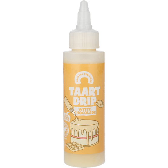Foto van Bakken & Versieren Drip witte chocolade op witte achtergrond