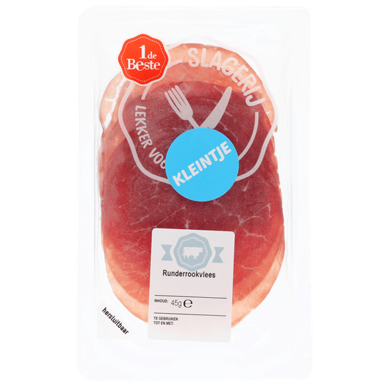 Foto van 1 de Beste Runderrookvlees op witte achtergrond