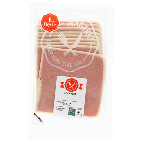 Foto van 1 de Beste Leverkaas op witte achtergrond