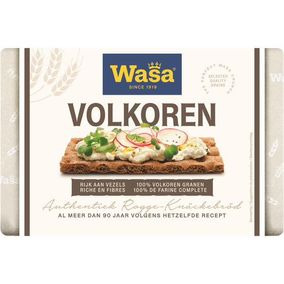 Foto van Wasa Knäckebröd volkoren op witte achtergrond