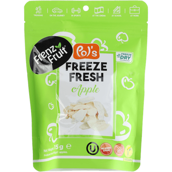 Foto van Frenzy Fruit Gevriesdroogde appel op witte achtergrond