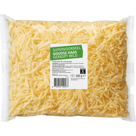 Foto van Goudse kaas rasp mild op witte achtergrond