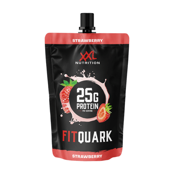 Foto van XXL FIT Protein quark strawberry op witte achtergrond