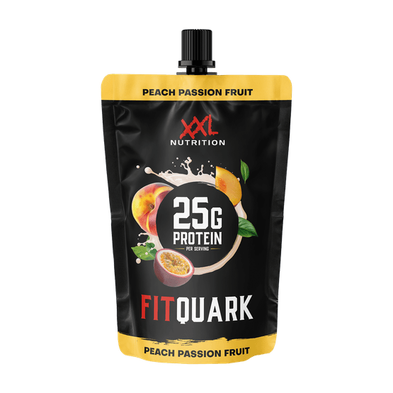 Foto van XXL FIT Protein quark passion peach op witte achtergrond
