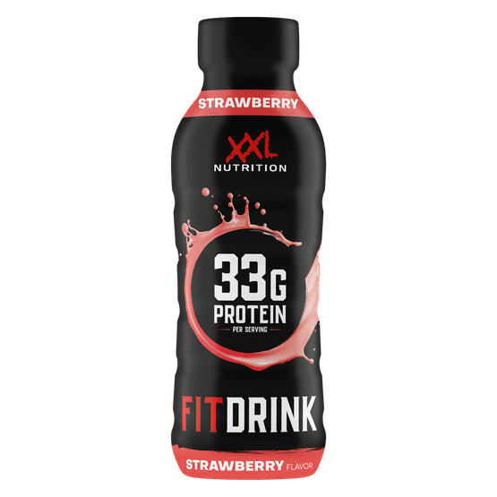 Foto van XXL Fit Protein drink strawberry op witte achtergrond