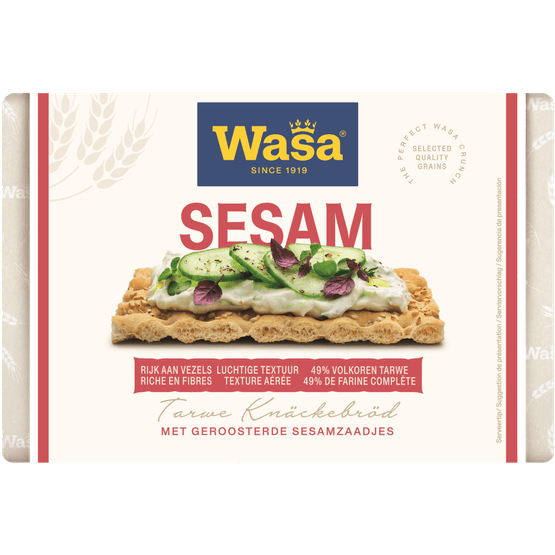 Foto van Wasa Knäckebröd sesam op witte achtergrond
