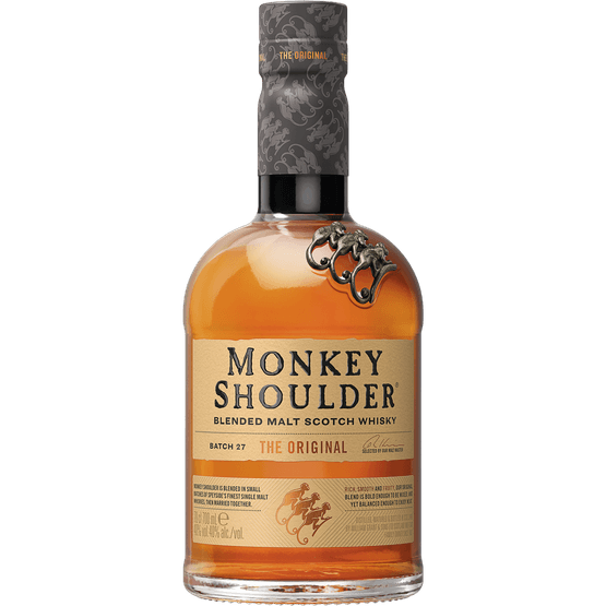 Foto van Monkey Shoulder Whisky blended malt op witte achtergrond