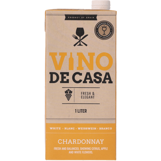 Foto van Vino de Casa Chardonnay op witte achtergrond