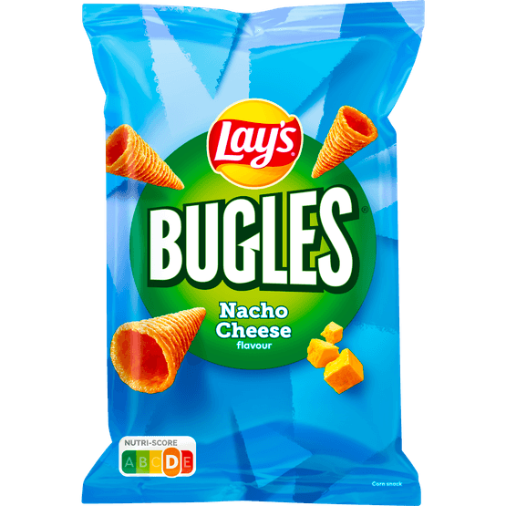 Foto van Lay's Bugles nacho cheese op witte achtergrond