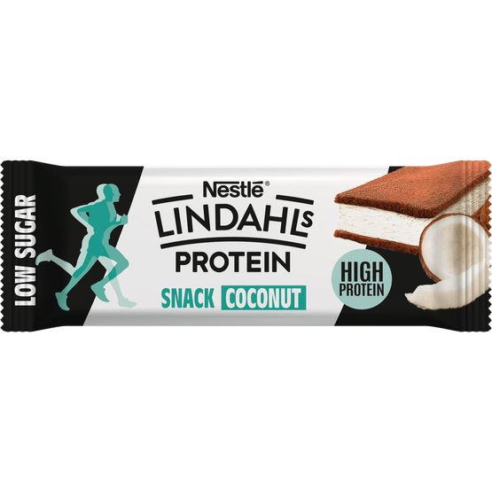 Foto van Lindahls Protein snack coconut op witte achtergrond