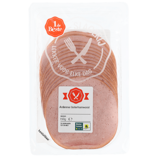 Foto van 1 de Beste Boterhamworst ardenner op witte achtergrond