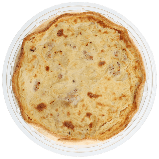 Foto van Coquerie Quiche lorraine op witte achtergrond