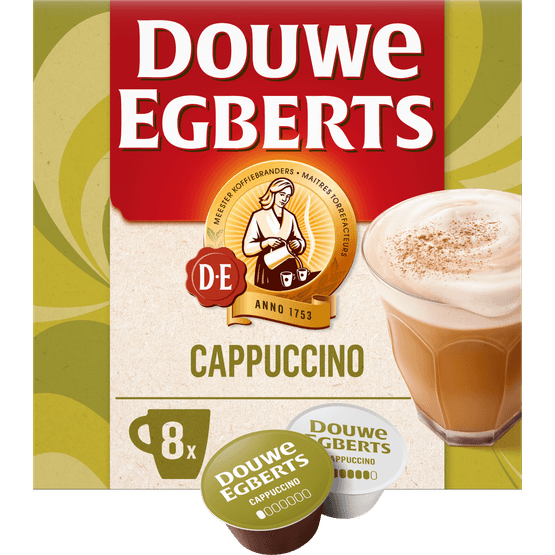 Foto van Douwe Egberts Dolce Gusto Cappuccino op witte achtergrond