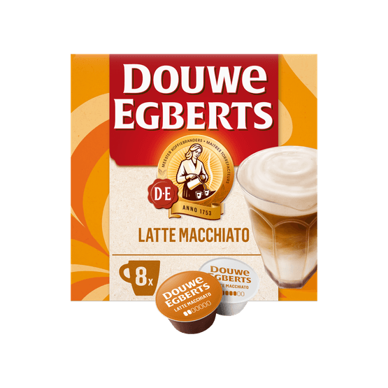 Foto van Douwe Egberts Dolce gusto Latte macchiato op witte achtergrond