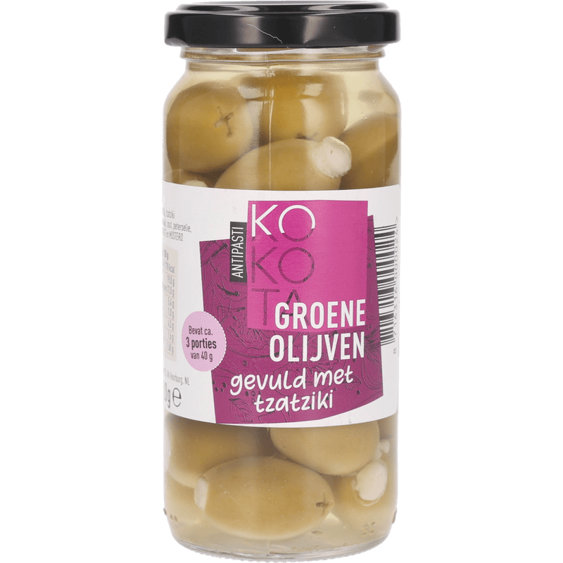 Kokota Gevulde groenen olijven met tzatziki