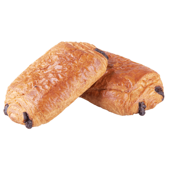 Foto van Vers afbak Chocoladebroodje op witte achtergrond