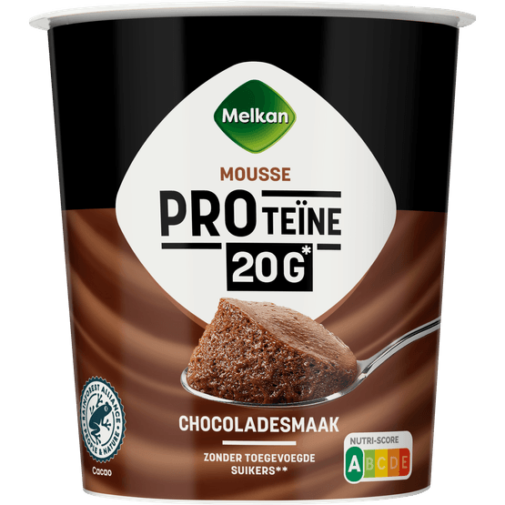 Foto van Melkan Proteine chocolademousse op witte achtergrond