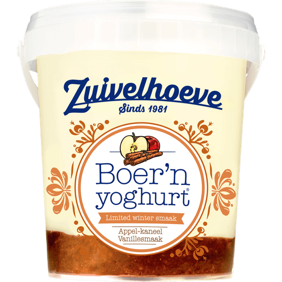 Foto van Zuivelhoeve Boern yoghurt vanille-appel-kaneel op witte achtergrond