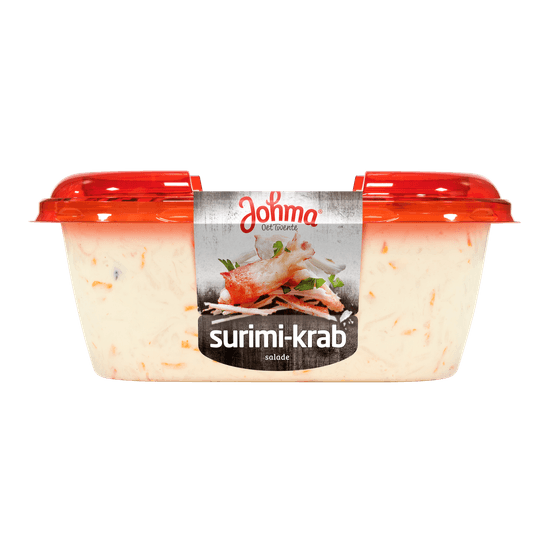 Foto van Johma Surimi krab salade op witte achtergrond