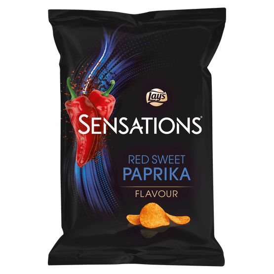 Foto van Lay's Sensations chips sweet paprika op witte achtergrond