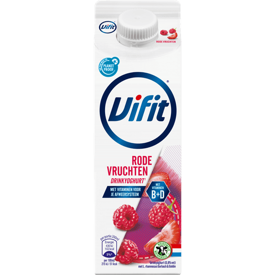 Foto van Vifit Drinkyoghurt rode vruchten op witte achtergrond