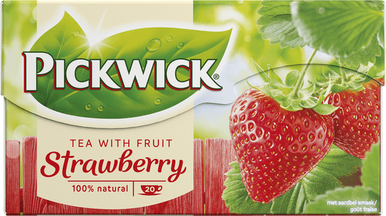 Foto van Pickwick Aardbei fruit thee op witte achtergrond