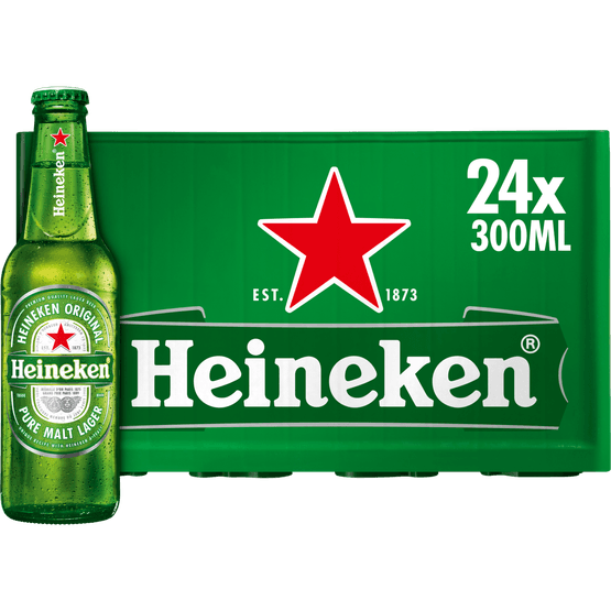 Foto van Heineken Pilsener krat op witte achtergrond