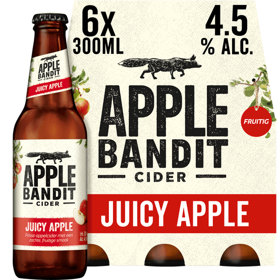 Foto van Apple Bandit Cider crisp apple op witte achtergrond