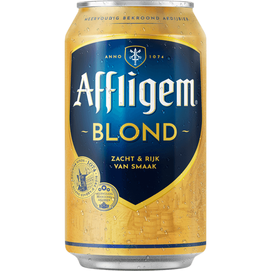 Foto van Affligem Blond abdijbier op witte achtergrond