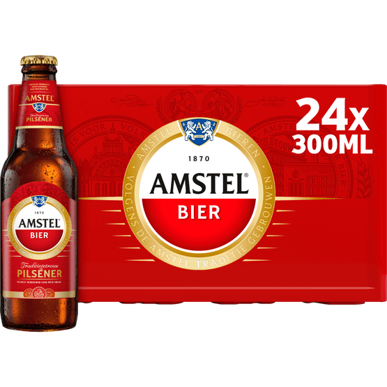Foto van Amstel Pilsener krat op witte achtergrond