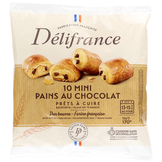 Foto van Délifrance Mini chocolade broodje 10 st. op witte achtergrond