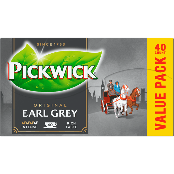 Foto van Pickwick Zwarte thee earl grey kop 40zk. op witte achtergrond