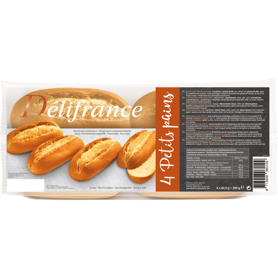Foto van Délifrance Petit pains 4 stuks op witte achtergrond