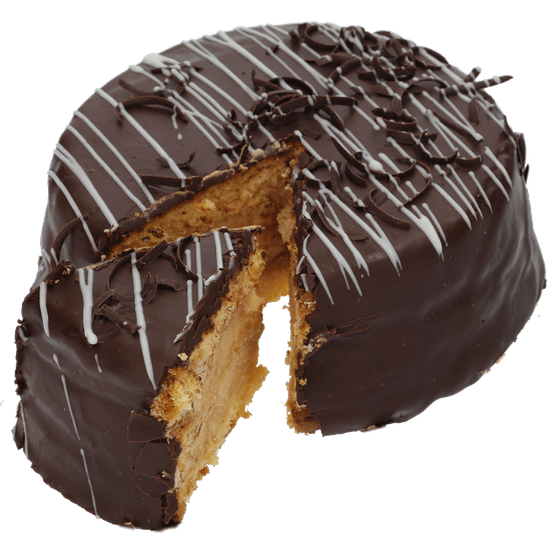 Foto van Mokka vanille taartje op witte achtergrond