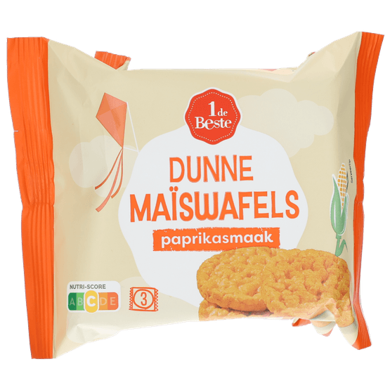 Foto van 1 de Beste Maiswafels paprika 4x3st op witte achtergrond