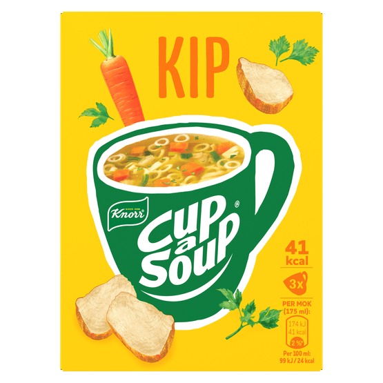 Foto van Knorr Cup-a-soup kip 3 st. op witte achtergrond