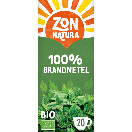 Foto van Zonnatura Biologische kruidenthee brandnetel op witte achtergrond