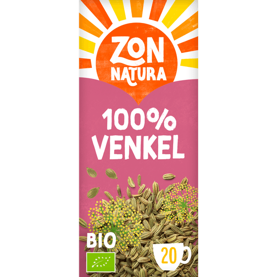 Foto van Zonnatura Biologische kruidenthee venkel op witte achtergrond