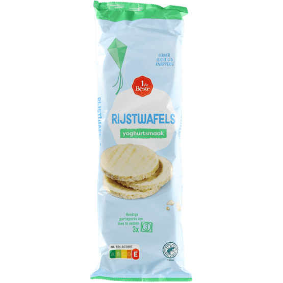 Foto van 1 de Beste Rijstwafels yoghurt op witte achtergrond