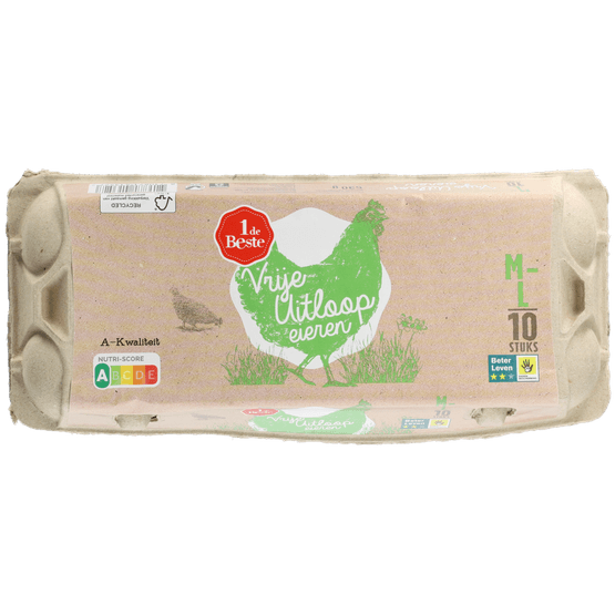 Foto van 1 de Beste Vrije uitloop eieren wit m-l op witte achtergrond