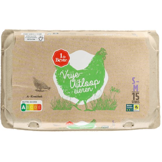 Foto van 1 de Beste Vrije uitloop eieren wit s-m op witte achtergrond