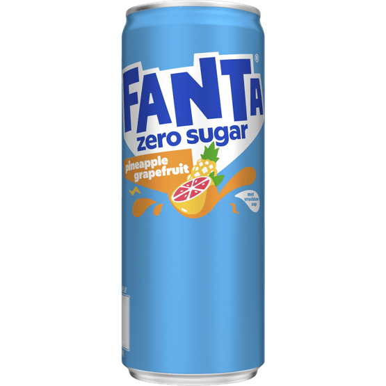 Foto van Fanta Pineapple grapefruit zero op witte achtergrond