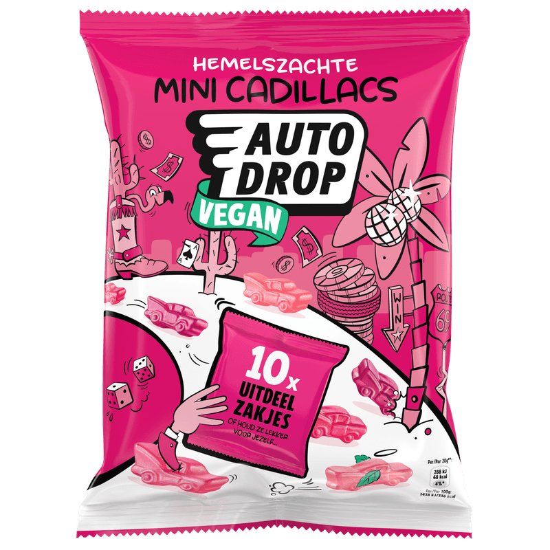Autodrop Vegan mini cadillacs uitdeelzak