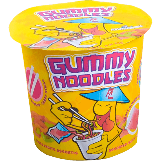 Foto van Funny Candy Gummy noodles op witte achtergrond