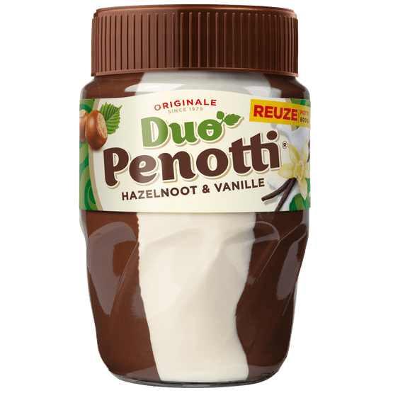 Foto van Penotti Duopasta hazelnoot-vanille op witte achtergrond