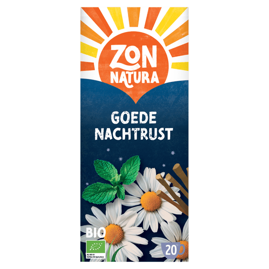 Foto van Zonnatura Kruidenthee goede nachtrust 20 zakjes op witte achtergrond