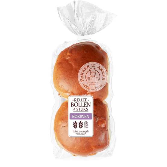 Foto van Bakker van der Akker Reuze rozijnenbollen op witte achtergrond