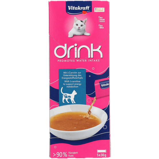 Foto van Vitakraft Kattendrink zalm met taurine op witte achtergrond